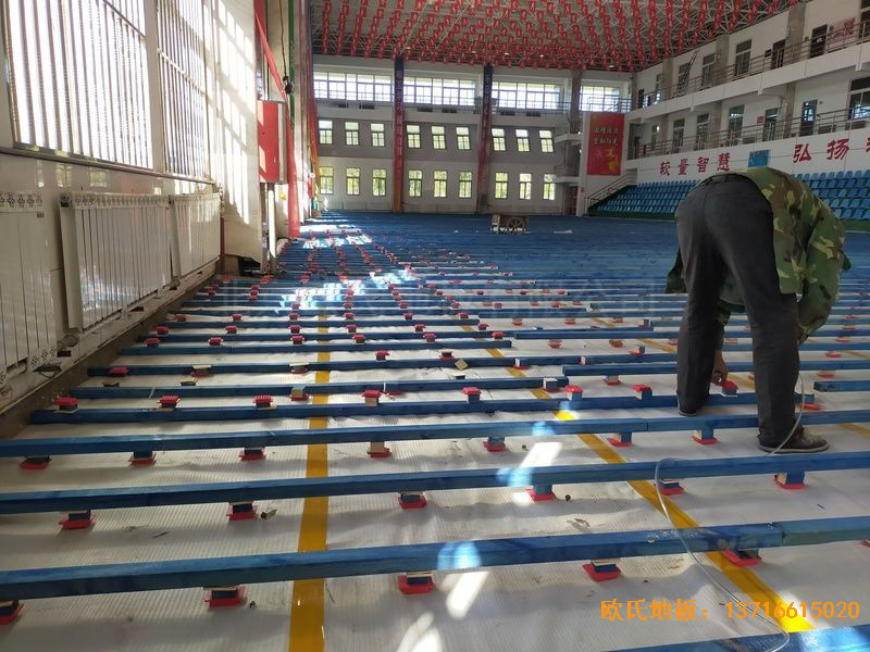 鄂尔多斯准格尔旗世纪中学运动木地板施工案例